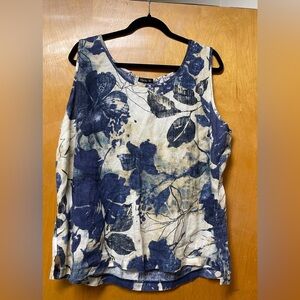 Vikki Vi Navy and Beige Abstract Top